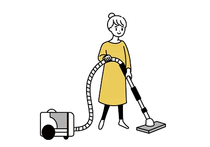 軽い家事で体を動かしている女性のイラスト