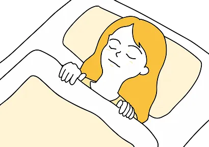 睡眠をとって体を休めている女性のイラスト