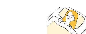 睡眠をとって体を休めている女性のイラスト