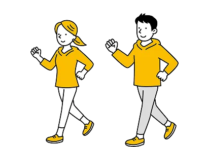 気分転換にウォーキングする女性たちのイラスト