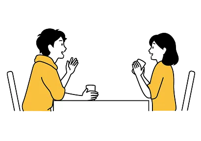 ゆったりとした時間を過ごしている男女のイラスト