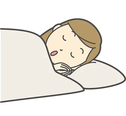 布団で眠る人物のイラスト
