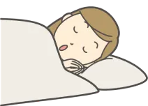 布団で眠る人物のイラスト