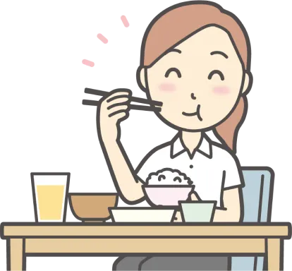 食事を楽しむ女性のイラスト